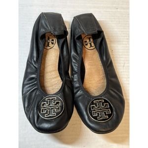 Tory Burch Leather Ballet Flats Black Flats Shoes Size EU40 US9.5